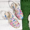 Large Size Bag Head Flat Heel Hollow Color Printed Beach Sandals Summer New Broadband Women's Shoes