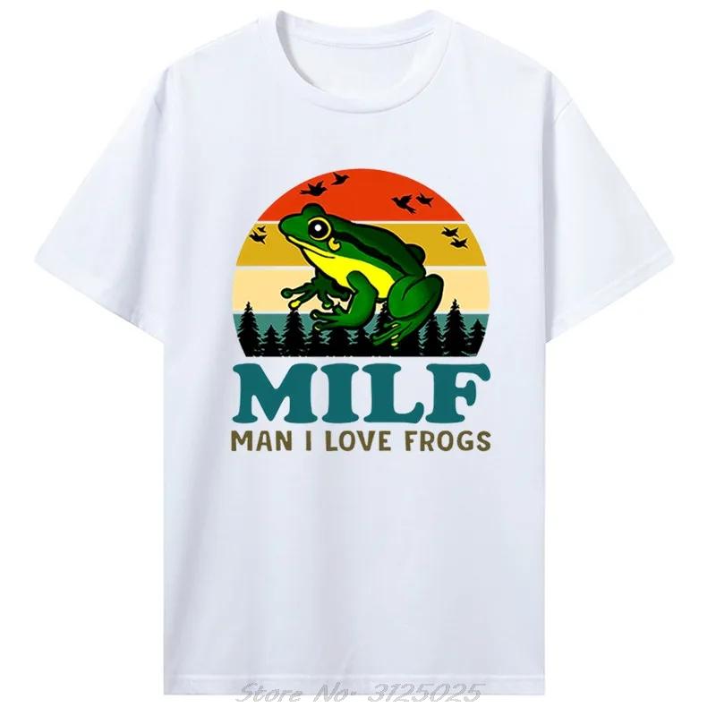 MILF Unisexs Clothing Oversized Tshirt I Love Frogs Funny Saying Frog Amphibian Lovers Vintage Cotton Tshirt Funny Cotton Tshirt
