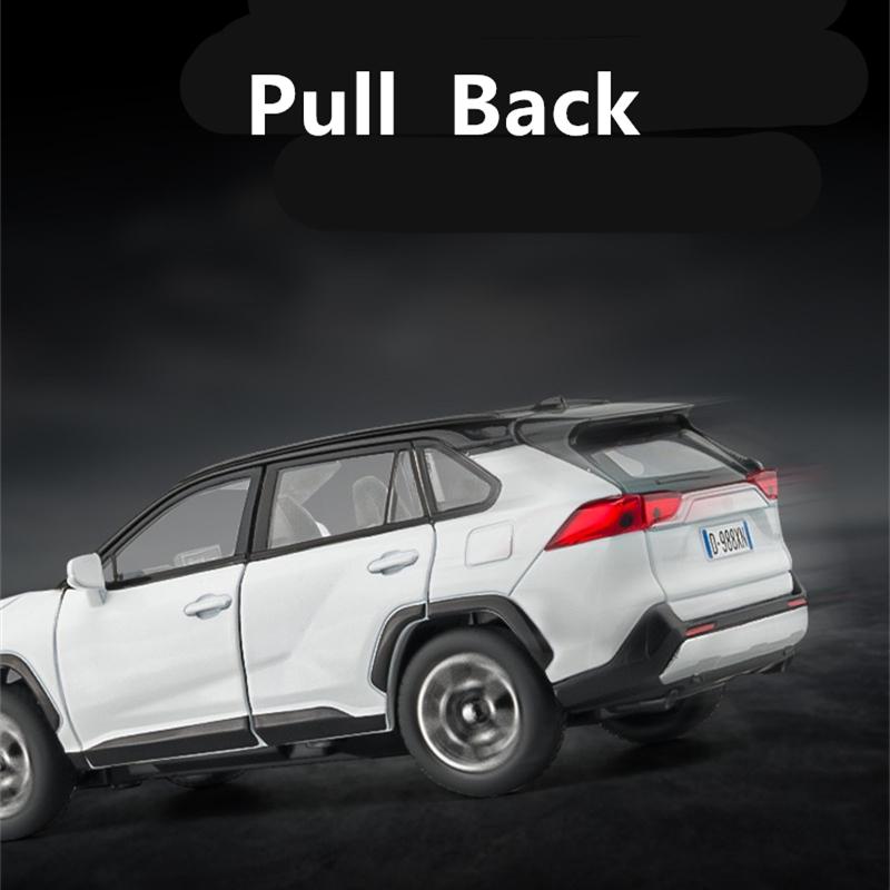 1/32 Toyota RAV4 SUV Alloy Car Model Diecast Metal Toy Vehicles Car Model High Simulation Sound and Light Collection Childrens Toy Gift