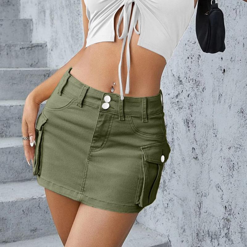 European and American Women's Style Autumn New Street Solid Color Low Waist Slim Hip Skirt Short Skirt