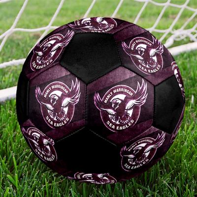 SIZE 5 Manly Warringah Sea Eagles Soccer Ball Colorful All Ages Machine Stitched PVC Competition Ready Durable High-Bounce