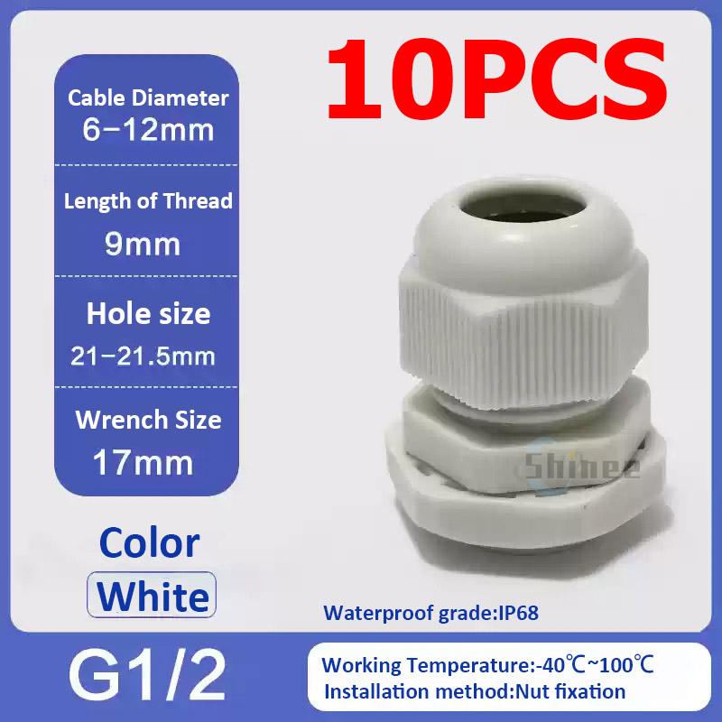 10Pcs Waterproof Cable Gland NPT 1/4 NPT 1/2 NPT 3/8 American Nylon Cable Joint Black Flame-retardant 4-25mm Wire Connector IP68