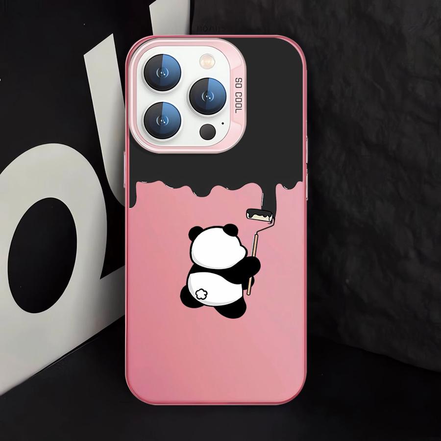 Soft Shell Phone Case for iPhone 14 15 16 Plus 11 12 13 Pro Max 16e Cute Cartoon Panda