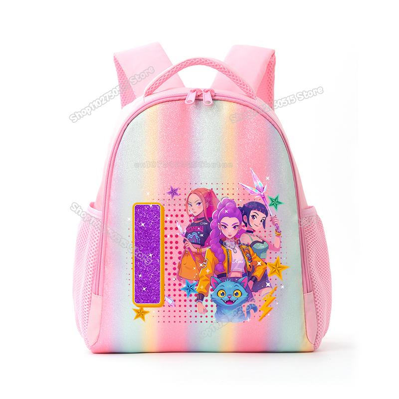 Perfect KPop Demon Hunters Letter A-Z Rainbow Backpack Rumi Mira Zoey Student School Backpack Anime Movie Women Girl Travel Rucksack