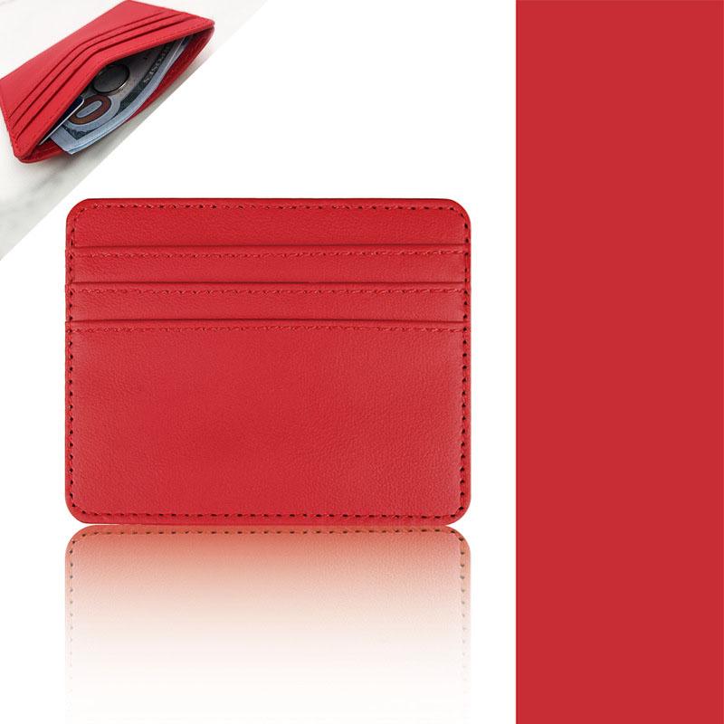 PU Leather ID Card Case - Slim Multi-Slot Holder for Bank/Credit Cards Compact Leather PU Card Case