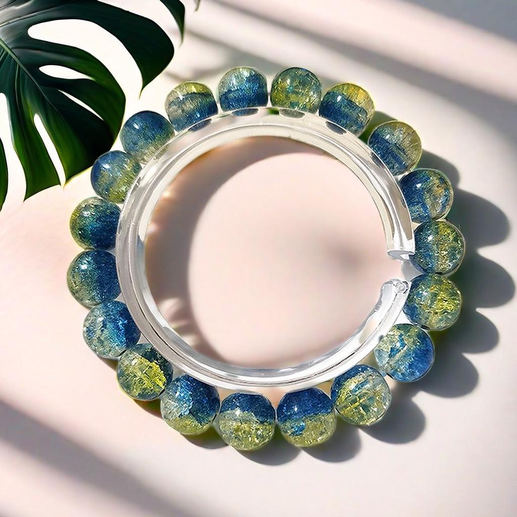 10mm Dopamine Jade Crushed Glass Bracelet: Women's Light Luxury Fidget Beaded Bracelet