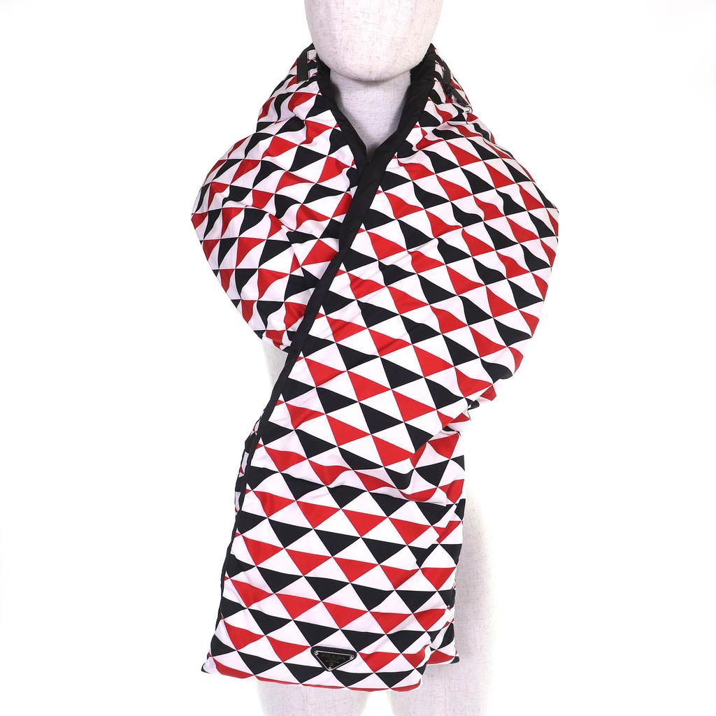 Excellent PRADA Scarf Triangle logo hooded RE-NYLON down jacket Red 2FS028 Used