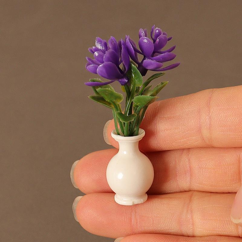 1:12 Dollhouse Miniature Vase Potted Plants Flowerpot Bonsai Model Garden Home Decor Toy Doll House Accessories