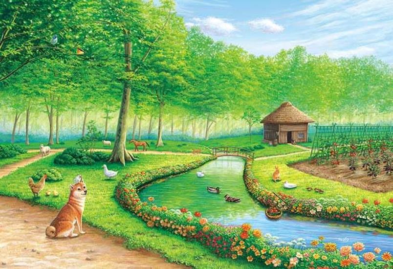 

APPLEONE 300-376 Minori no Sato by Mito Nishikura, 300-piece (38 x 26 cm) Jigsaw Puzzle, Made in Japan
