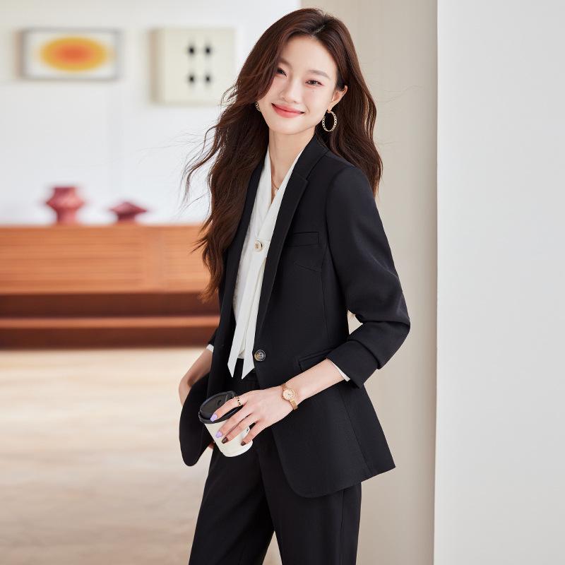 2024 Women's Gray Professional Suit Set - Spring/Autumn High-End Jacket for Workplace, Commute, or Interview