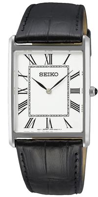 Hodinky SEIKO štvorcový dizajn Quartz SWR049 biely ciferník x čierny kožený remienok [Seiko] pánske [položka]