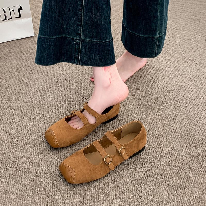 Buty Mary Jane damskie nowe wiosenne wszechstronne retro kwadratowy nosek wygodne jedno-paskowe zapięcie lekkie usta buty na płaskim obcasie