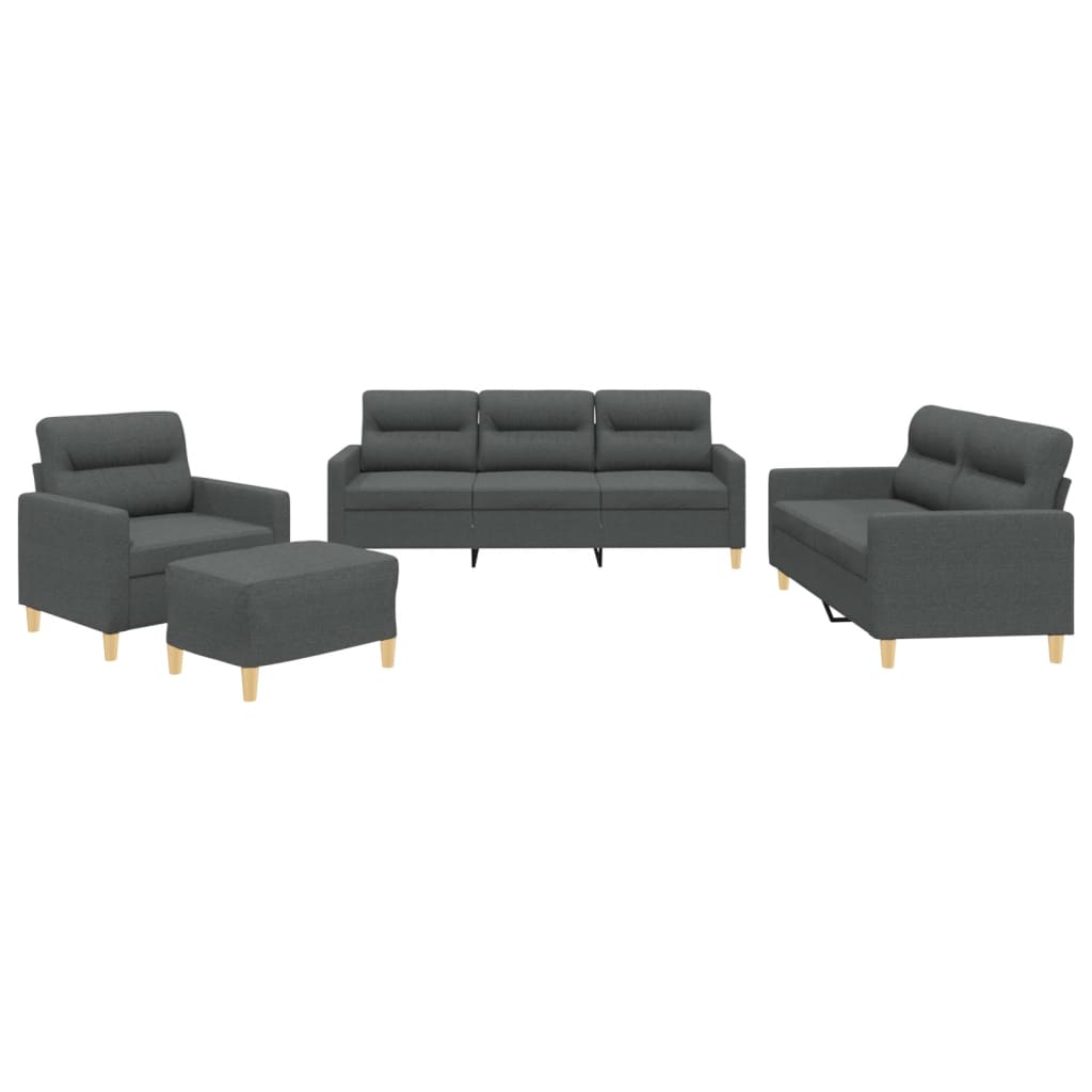 Vidaxl 4-Piece Lounge Set, Fabric Upholstered, Dark Grey