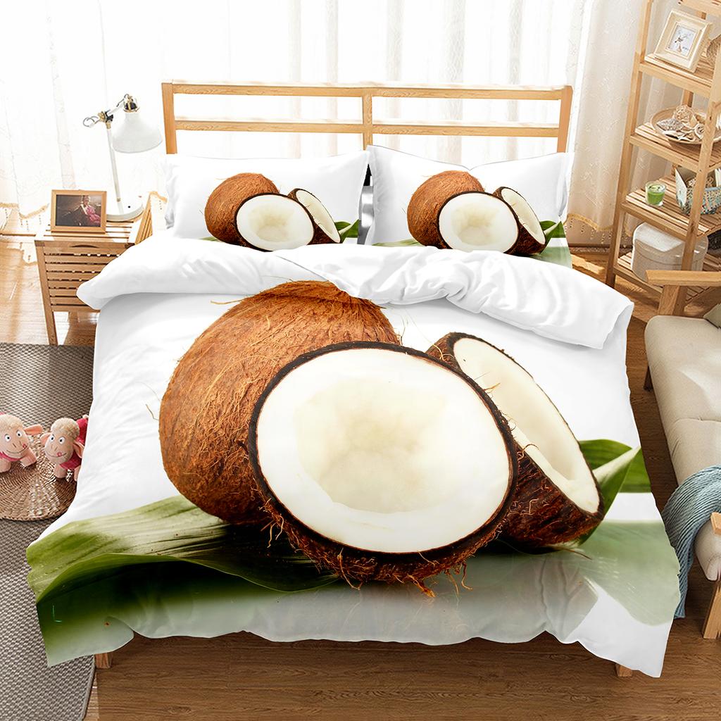 Coconut Duvet Cover Set Coconut Tree Pattern Quilt Cover for Boys Girls Kids Bedroom Decor Double Single Size Comforter Cover
