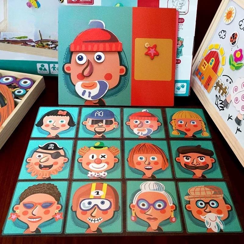 Деревянный магнитный пазл Детская развивающая игрушка Многофункциональная маленькая доска для рисования