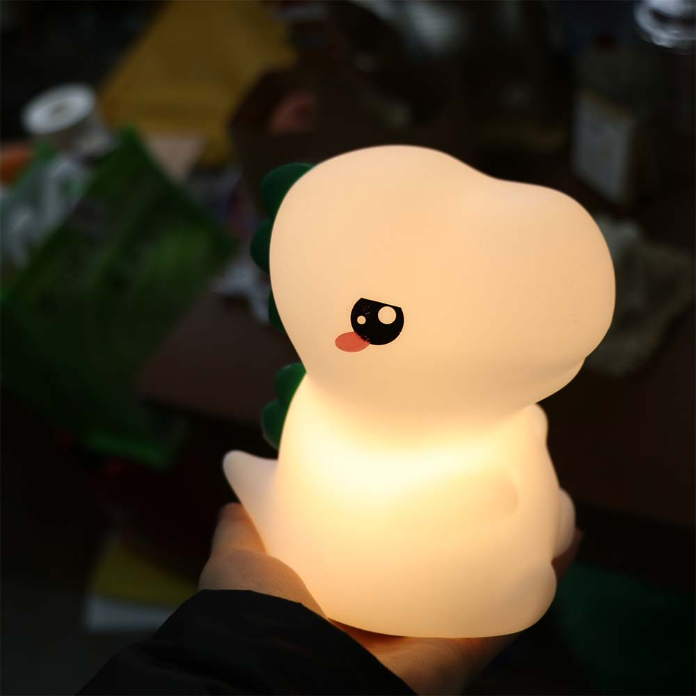Dinosaur Shape Silicone Night Light Cartoon USB Charging LED Night Lamp Soft Rechargeable Touch Sensor Lamp Sleep Accompanying