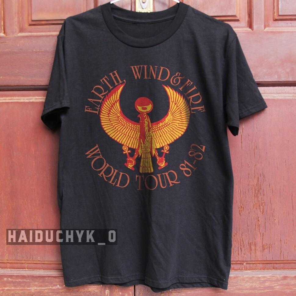 EARTH WIND and FIRE 81-82 Retro Unisex Black T-shirt - Free Shipping Unisex T-Shirt XL