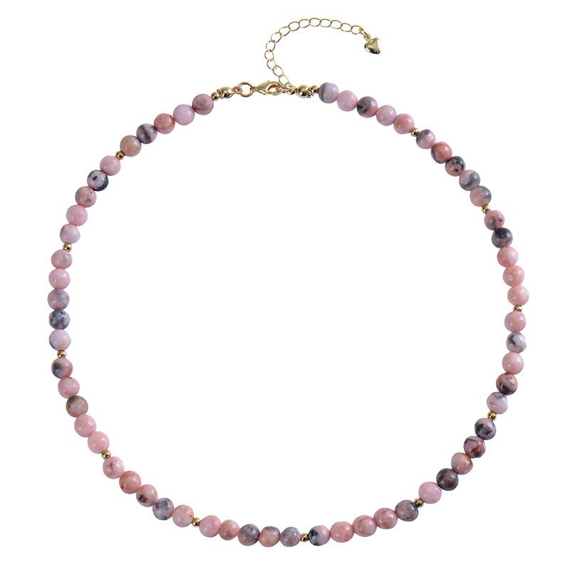 5mm Blue Turquoise Beads Necklace For Women Semi Precious Stone Charm Choker Neck Power  Summer