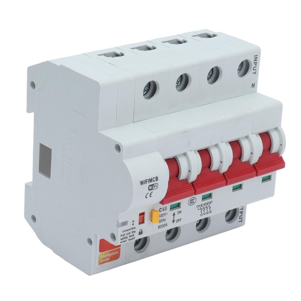 Circuit Breaker Smart WiFi Bluetooth 4P Remote Switch AC 400V with Safety Lock for Home63A