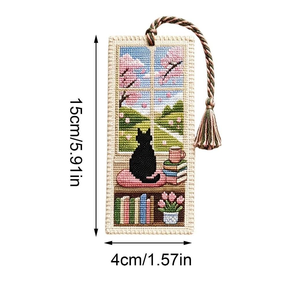 Handcrafted Embroidery Page Marker Seasonal Cat Book Page Marker  for Book Lovers
