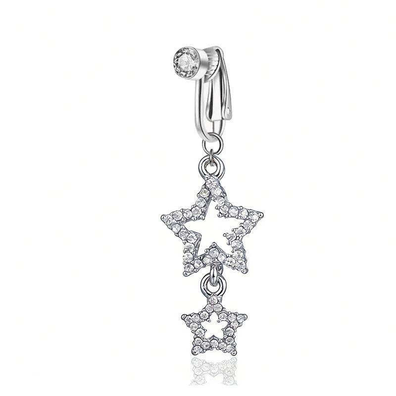 Fashion Butterfly Pentagram Non Perforated Navel Clip On Umbilical Navel Fake Pircing Zircon Cartilage Clip On Body Jewelry