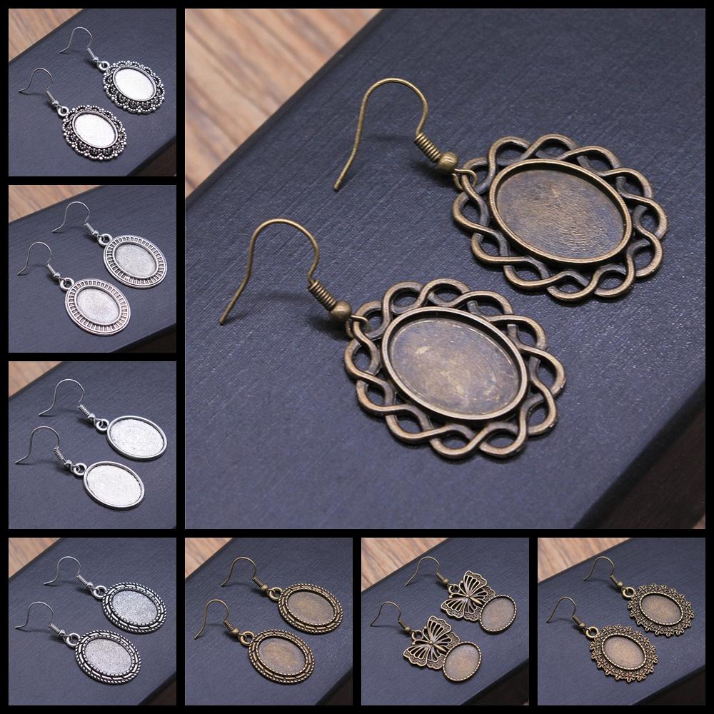 Fit 13x18mm Cabochons Oval Blank Setting Bezel Blank Cabochon Earring Base For DIY Earring Making
