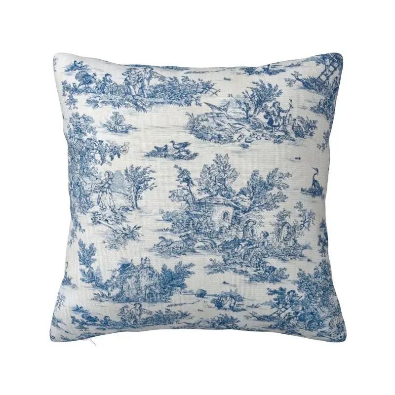 

Наволочка на подушку в стиле винтажного туаля де жуи, домашняя декоративная, с 3D-принтом с обеих сторон, розово-белая, чехол для подушки для дивана 40x40cm 16x16in