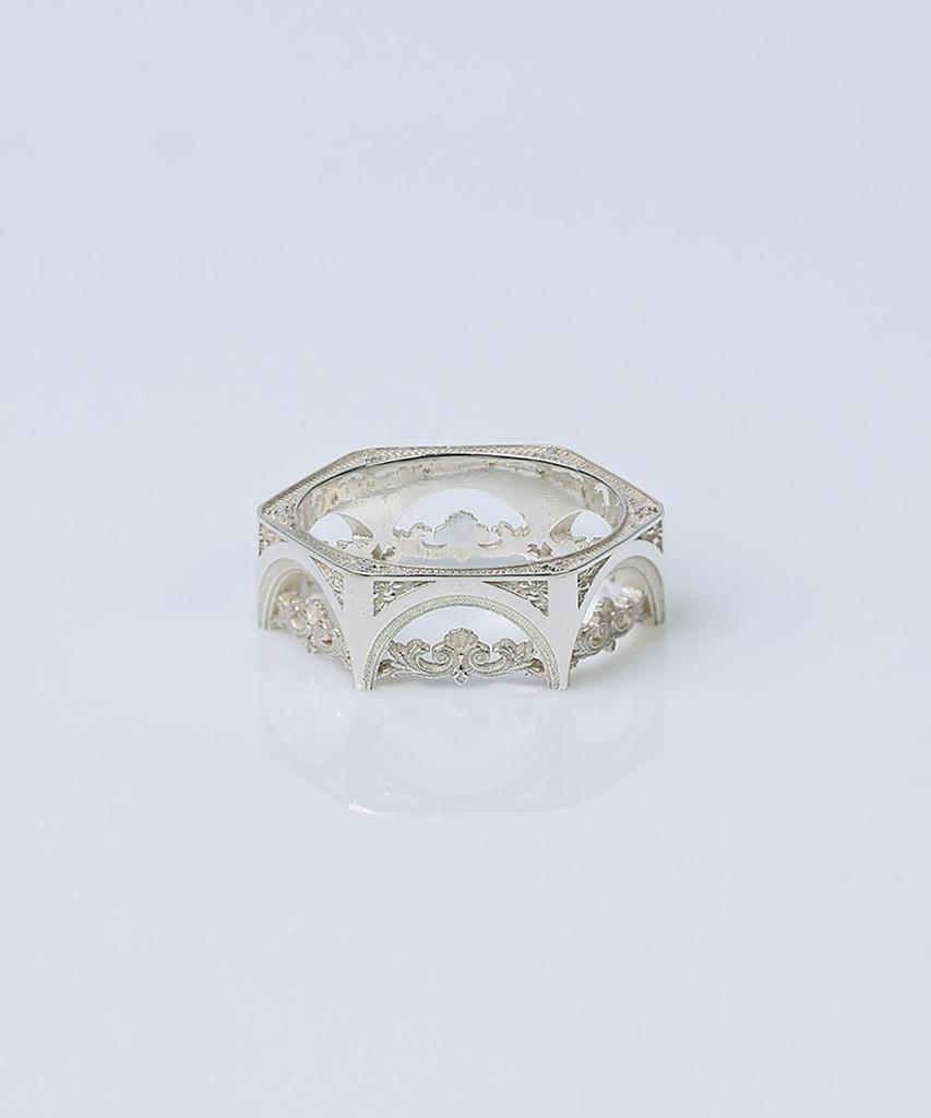 Address669 Structure Silver Ring #7W