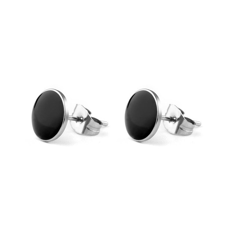 48 PCs European and American Stainless Steel Black Cross Stud Earrings
