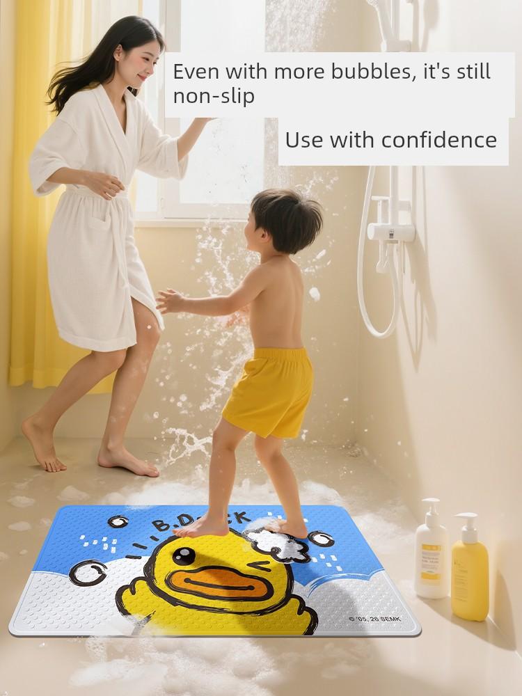 Alfombrilla Antideslizante para Suelo de Baño, Linda Alfombrilla para Ducha con Patito Amarillo, Alfombrilla de Pie con Ventosas para Niños, Alfombrilla de Baño Anticaídas