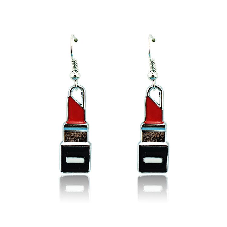 

2018 Christmas Lipstick Earrings: European & American Trendy Drip Oil Jewelry 10x28 mm