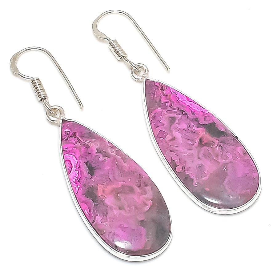 

Natural Laguna Lace Agate 925 Sterling Silver Jewelry Earring 2.05 i2F12