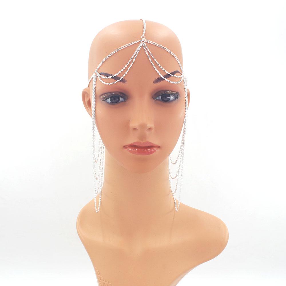 European & American Fashion Head Chain with Metal Tassel - Women's Muslim Hijab Jewelry Headdress