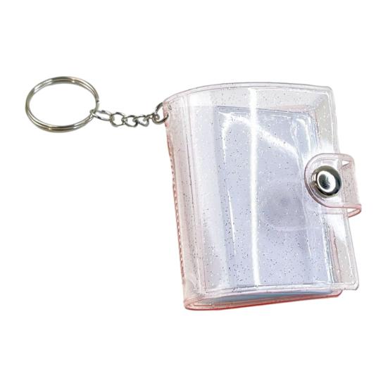 Storage Book Mini Photo Album Keychain with Snap Button Design Portable 16-24 Photo Capacity