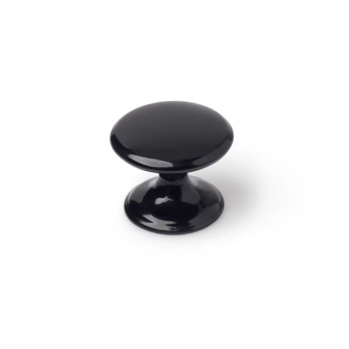 Nábytkové knoflíky Kulaté zamak lakovaný - Sada 4 kusů - Černá - V.27 x š.33 x H.33 mm