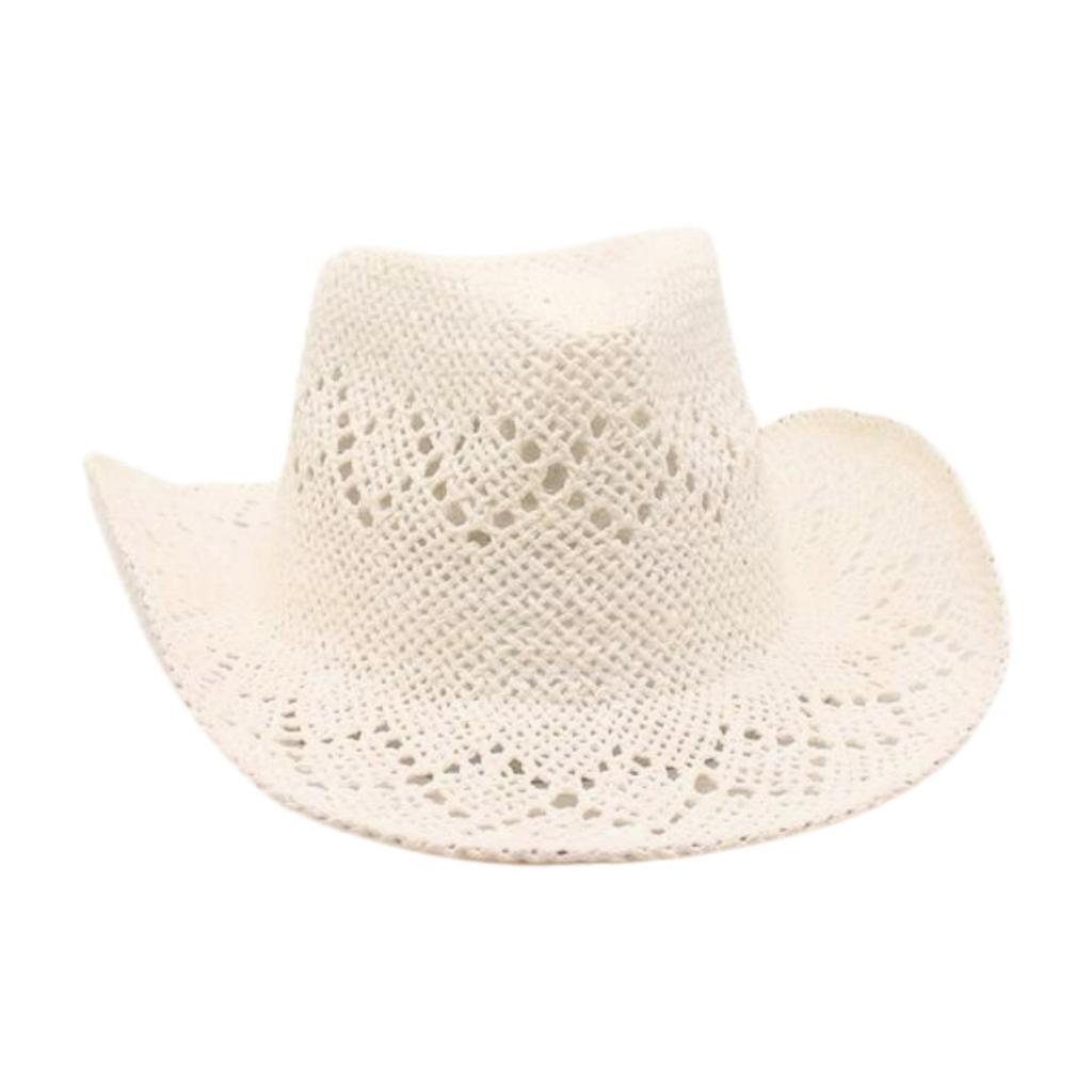 Hand-Woven Straw Hat Breathable And Cool Upturned Edge Hat Spring And Summer Hollow Beach Cowboy Hat