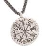 Male Retro Compass Rune Pendant Necklace Nordic Viking Trendy Cool Personality Neck Chain Totem Necklace
