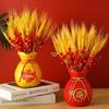 Golden Wheat Money Bag Vase - Indoor Desktop Ornament for New Home or Office