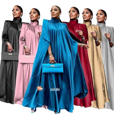 2023 Women's High Neck Loose Satin Swing Dress - European, American, and Southeast Asian Style