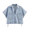 European and American French women's clothing fashionable and versatile temperament casual, denim short shirt + denim skirt pants
