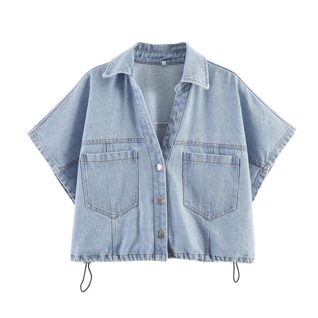 European and American French women's clothing fashionable and versatile temperament casual, denim short shirt + denim skirt pants