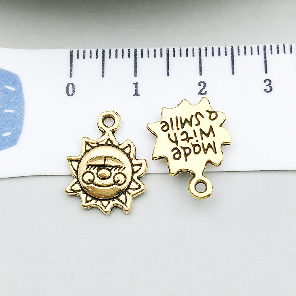 100-Piece Five-Color Alloy Sun, Moon, and Star Pendant Charms for DIY Jewelry