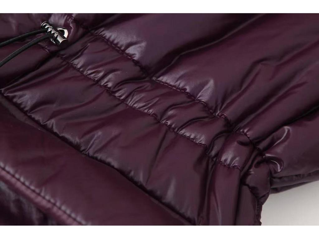 Available Now: 2024 Winter Deep Red Zipper Cotton Jacket with Stand-up Collar - European & American Style Warm Coat.