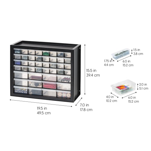 IRIS USA Screw Tool Organizer, Small Parts Cabinet, 44 Drawers, Electronic Hardware, Nuts and Bolts, Plastic Storage Drawers, Garage Storage, Stackabl