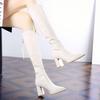 Fashion Solid Color Elegant Heeled Long Boots for Women Comfortable Pu Gothic Fashion 2025 Chic Goth Hot Y2k Knee High Shaft Shoes Woman