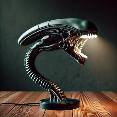 Alien Creature Light Holder Resin Alien Statue Light Stand Desktop Decoration Lamp