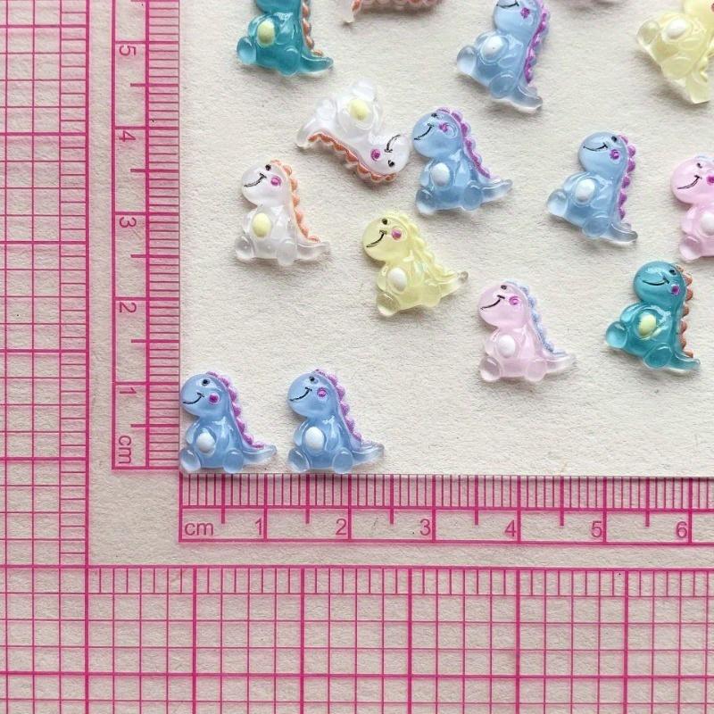 50PC 1CM Mini Nail Night Glow Colorful Dinosaur Resin Accessories Earnail Jewelry Accessories Wholesale DIY Hair Clips