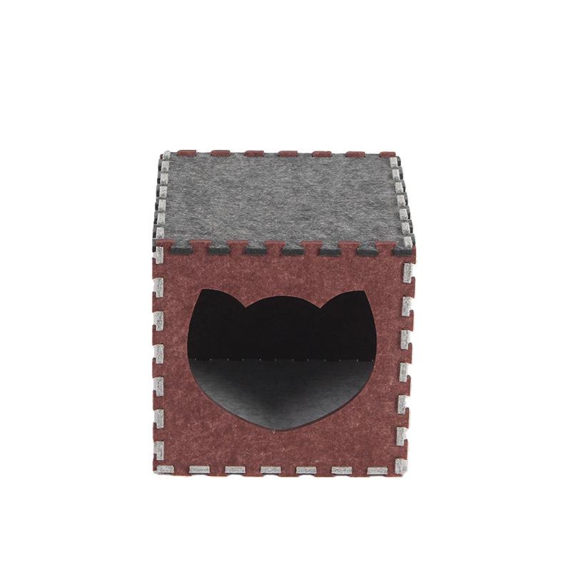 Felt Cat Bed & Scratch Board: DIY Assembly Tunnel, Detachable Semi-Enclosed All-Season Dice-Shaped Bed