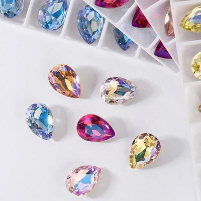 Iridescent K9 Kristalglas Traan Hart en Rock Candy Asymmetrische Strass Steentjes voor Nagellak.