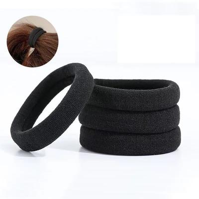 50pcs Women's 4cm Black Head Cord High Quality Multi-Colour Seamless Towel Loop Hair Holster Black High Stretch Rubber Band